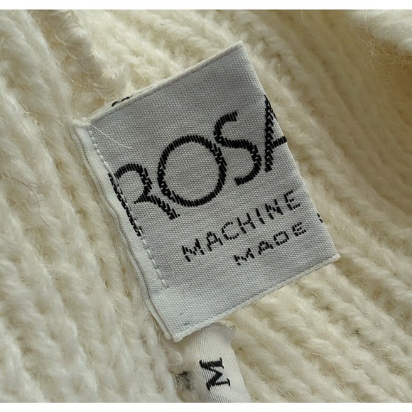 Vintage 70s Sweater Cream Chunky Knit Cowl Neck Pockets Misses Size M - Picture 6 of 7